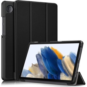 KOMI Étui mince pour Galaxy Tab A9(2023 Modèle: SM-X110/X115/X117） Smart flip Étui en cuir 3-fold Fonction d'arrêt difficile PC Couverture arrière pour Galaxy Tab A9 8.7 noir de pouce