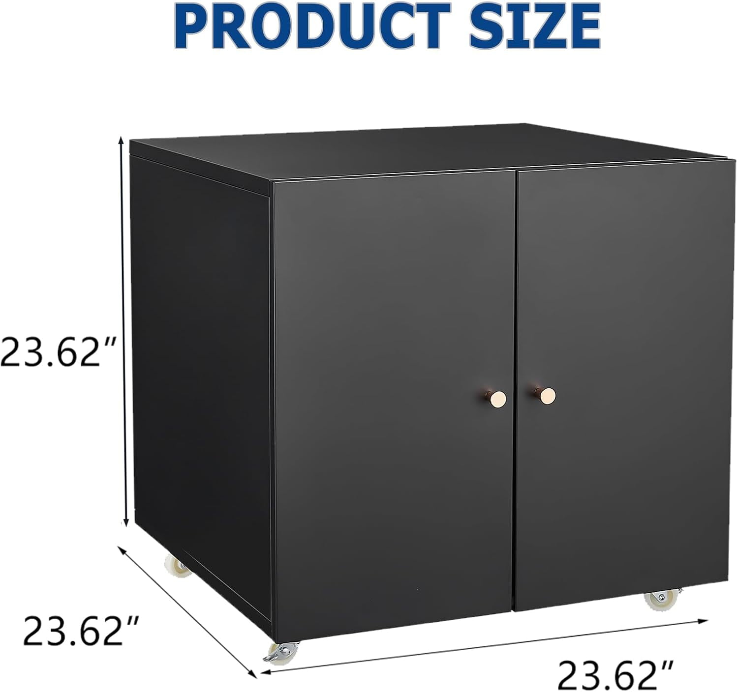 Metal Printer Stand with File Storage Cabinet, Printer Cabinet File Cabinet On Wheels with Door and Adjustable Shelf, Printer Table Stand for Home Office 23.62" H Black