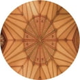 thumbnail image 1 of Ahgly Company Tapis d'Intérieur Rond Lavable en Machine Orange Transitionnel, 4 Pieds Rond, 1 of 7