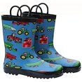 thumbnail image 1 of Childrens Blue Farm Equipment Rain Boot - Size 3, 1 of 1