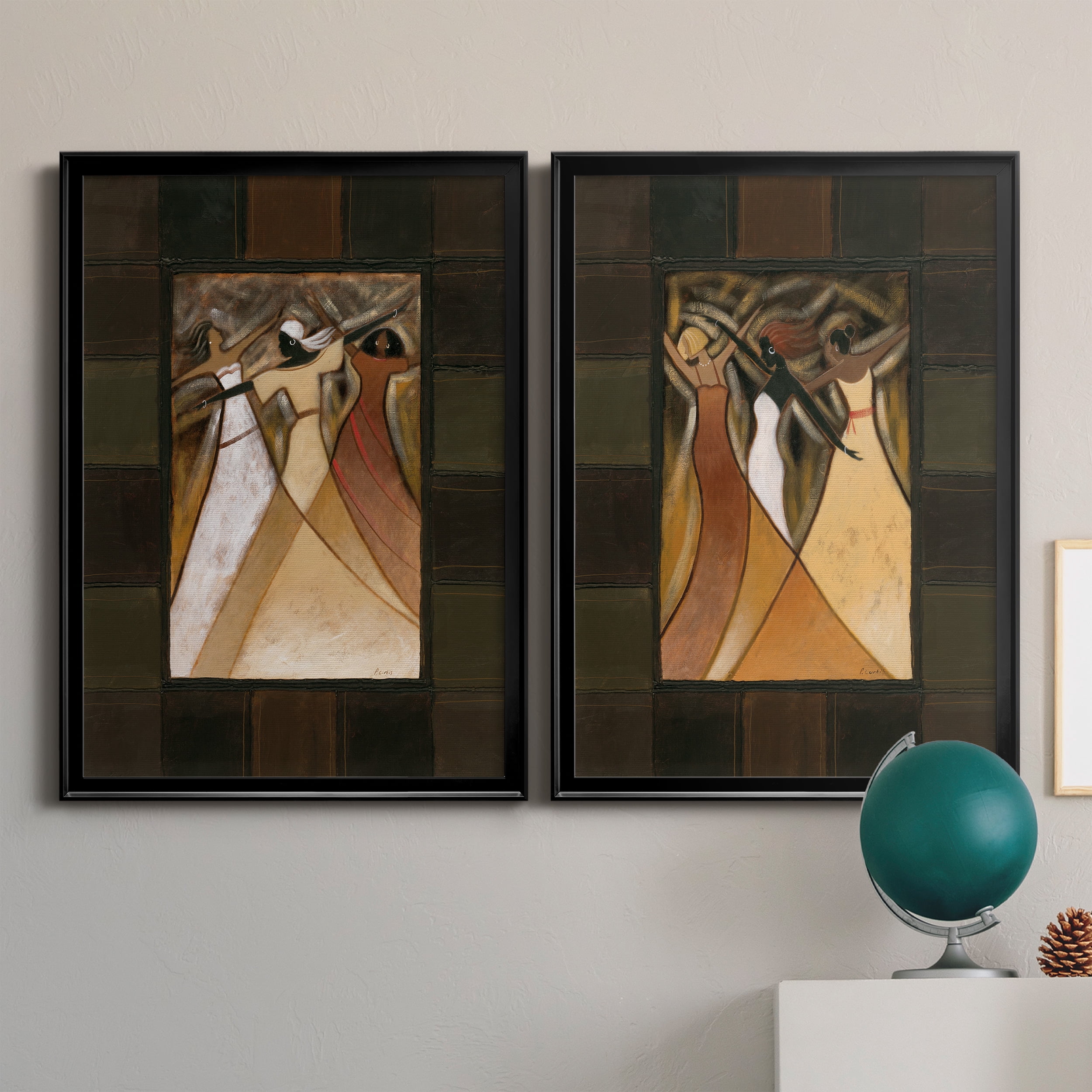 2 Piece Set Divine Grace I Premium Framed Canvas - Ready to Hang - 26.5 x 36.5 Each - Black Frame