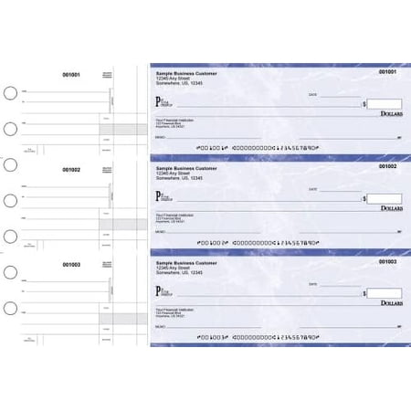 ABC Manual Checks for Business 3 on a Page with Stub Voucher, 100 Checks (Blue)