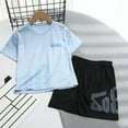 thumbnail image 2 of Gyexs Summer Clothing for Kids Boys Girls Short Sleeve Casual Loose Athletic Short Sets 2 Piece Outfits(Sportswear, Z09 Light Blue, 4-5 Years), 2 of 3