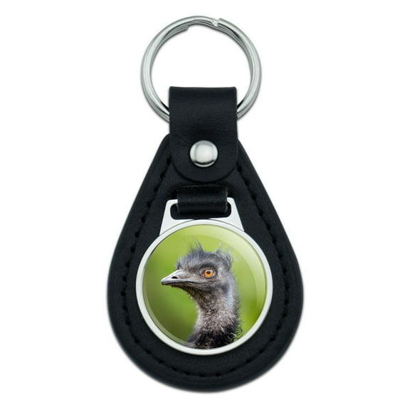 Emu Funny Black Leather Keychain