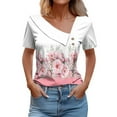 thumbnail image 2 of Women Printed Spring/summer Short Sleeved Shirt Printed Button Casual T-shirt Top, 2 of 4