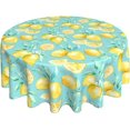 thumbnail image 1 of Yellow Lemon Tablecloth Round 60 Inch Watercolor Summer Lemon Leaf Table Cloths Rustic with Wrinkle Resistant for Holiday, Tabletop, Dining Room, Indoor and Outdoor Dining, 1 of 5