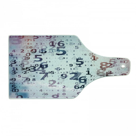 Abstract Cutting Board, Digital Code Numbers Computer Database Science Information Technology Themed Art, Tempered Glass Cutting and Serving Board, Wine Bottle Shape, Teal Black, by Ambesonne