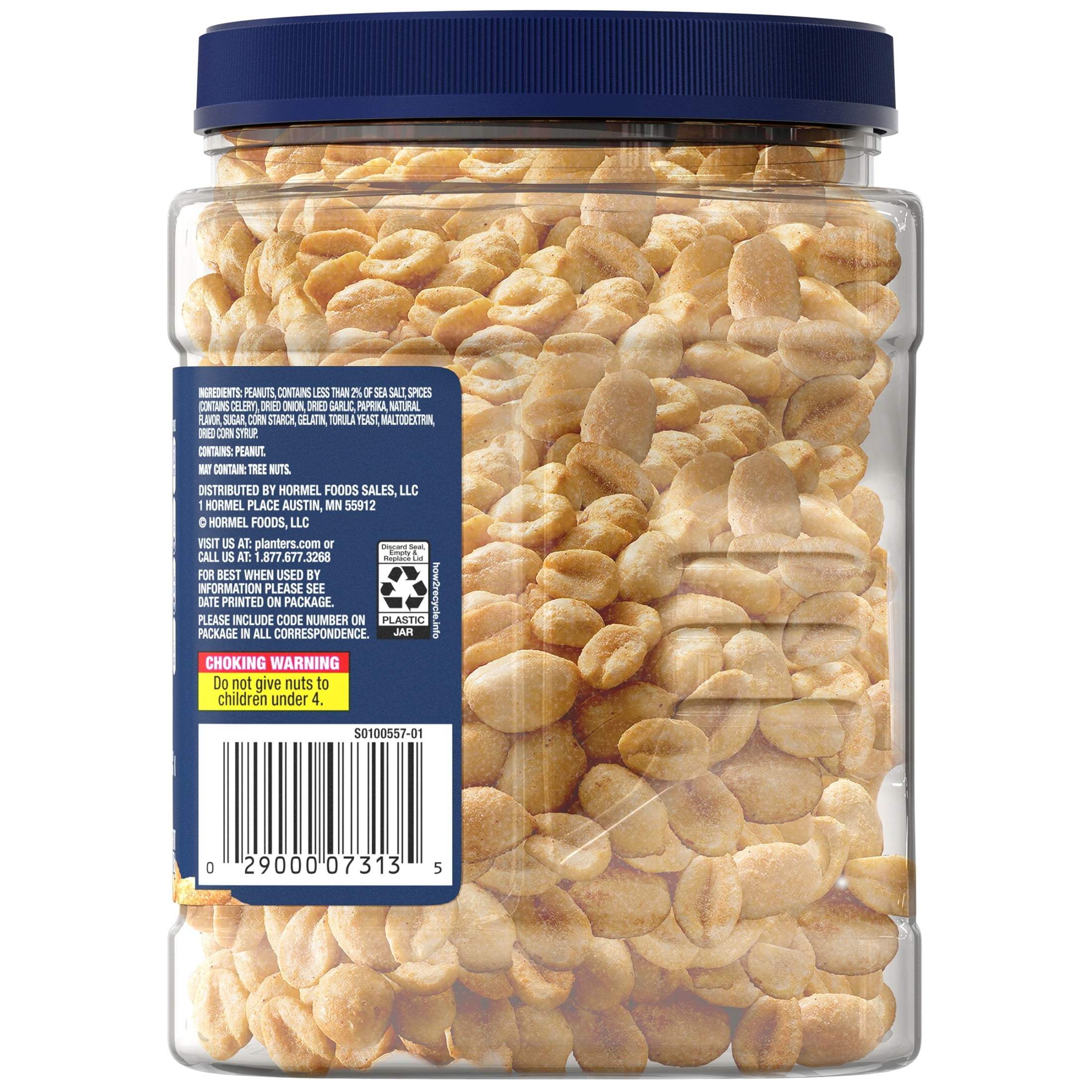 (6 pack) PLANTERS Salted Dry Roasted Peanuts, Party Snacks, Plant Based Protein, 2.16 lb Container