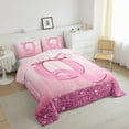 thumbnail image 2 of jejeloiu Monogrammed Q Full Size Comforter Sets,Cute Girls Bowtie Bedding Comforter Set,Pink Glitter Print Bedding Sets For Child,Microfiber Room Decorative Reversible,3 Pieces, 2 of 7