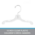 thumbnail image 3 of SSWBasics 10 Inch Clear Plastic Children's Dress Hangers - Case of 100 | Clear Plastic Hangers with Swivel Hook for Kids' Clothing | Durable Retail Hangers, 3 of 7