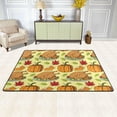 thumbnail image 2 of SKYSONIC 36x24in Thanksgiving Pumpkin Turkey Area Rug, Autumn Pumpkin Maple Non-Slip Floor Carpet for Indoor Living Dining Room Bedroom, 2 of 7