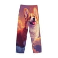 thumbnail image 3 of Vsdgher Sunset Cloud Corgi Print Mens Pajama Pants Sleep & Lounge Pants, PJ Bottoms With elastic waistb and Pockets, 3 of 5