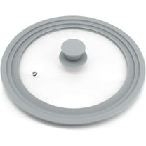 Universal Lid for Pots, Pans and Skillets, Tempered Glass with Silicone Rim Fits All 9 to 11 Inch Diameter Cookware, Replacement Lid, Grey