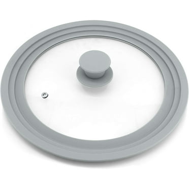 Universal Lid for Pots, Pans and Skillets, Tempered Glass with Silicone Rim Fits All 9 to 11 Inch Diameter Cookware, Replacement Lid, Grey