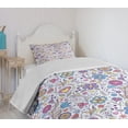thumbnail image 4 of Ambesonne Pastel Quilted Bedspread Set 2 Pcs, Doodle Botany Garden, Twin Size, Multicolor, 4 of 6