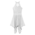 thumbnail image 5 of ZDHoor Women Sleeveless Backless Asymmetrical Hem Mesh Dresses Shiny Sequins Patchwork Dress White S, 5 of 7