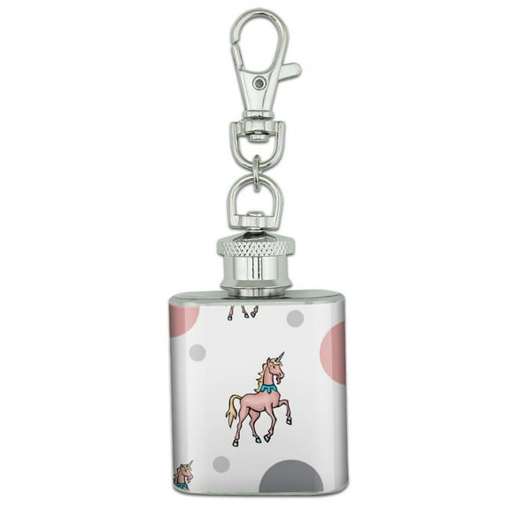 Unicorn Fantasy Stainless Steel 1oz Mini Flask Key Chain