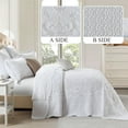 thumbnail image 4 of SahSahCasa 128"x120" Oversized King Bedspread 100% Cotton Extra Large Quilted Bedspread Set with Pillow Shams, Lightweight Embroidered Bedding Set, White, 4 of 7