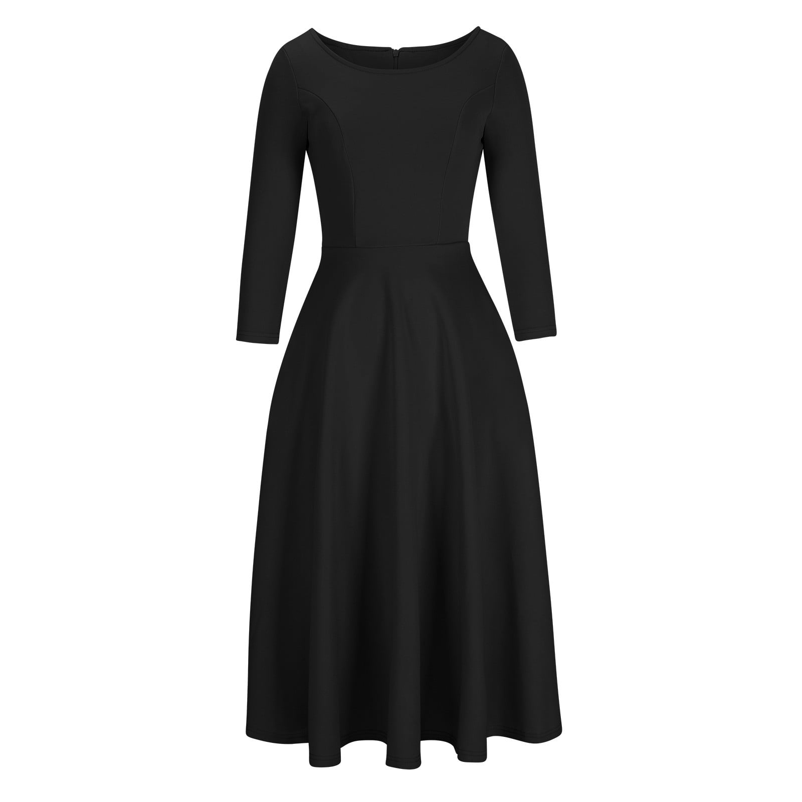 Women's Elegant Bell Sleeve Cocktail Party Dresses for Wedding Guest Fit and Flare Modest Church Midi Evening Dress