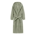 thumbnail image 3 of Fanxing Mens Plush Soft Robes with Hood, Full Length Fleece Thick Robe for Men Long Sherpa Bathrobe Green 2XL, 3 of 3