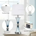 Rottogoon Blue Glass Table Lamps for Living Room Touch Coastal Bedside