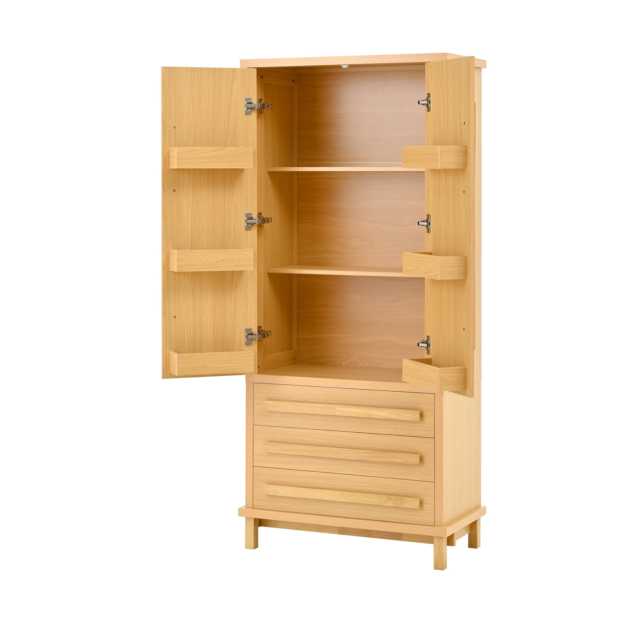 Euroco 70" Kitchen Pantry Cabinet,Large Food Storage Pantry Cabinet with 2 Cabinet Shelves,6 Door Shelves & 3 Drawers,Freestanding Tall Cupboard for Kitchen, Dining Room, Living Room, Bathroom