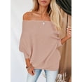 thumbnail image 6 of Women'S Autumn Sweater Casual Long Bat Sleeve Loose Off-the-Shoulder Knit Pullover Sweater Top Pink XXL, 6 of 9