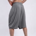 thumbnail image 3 of zfhfof Men's Long Cotton Linen Shorts Below Knee Pocketed 3/4 Summer Drawstring Capri Pants with Pockets Lounge Baggy Shorts, 3 of 7