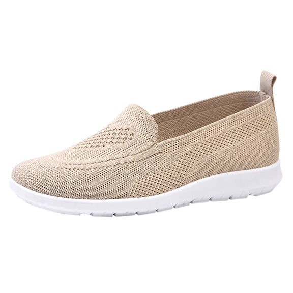 Wovix Women Walking Shoes Breathable Walking Sneaker Non- Arch Support on Orthopedic Shoes Beige 36