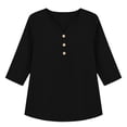 thumbnail image 5 of Kezqiaxn 3/4 Length Sleeve Womens Tops V-Neck Button Up Shirt Business Work Blouses Plus Size Clothes for Women, 5 of 6