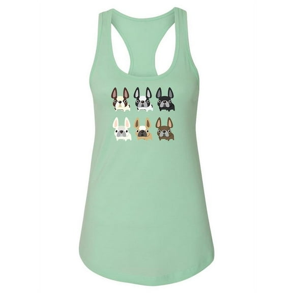 Six Cute French Bulldogs Tank Women -Image by Shutterstock, Female x-Large