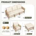 thumbnail image 2 of UDPATIO 5-Piece Outdoor Patio Furniture Set, Outdoor Conversation Set，Wicker Rattan Sofa Set with Ottoman, Garden Conversation Seating Set for Backyard,Yellow Wicker Furniture with Beige Cushions, 2 of 8