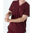 thumbnail image 4 of Mediclo Men's Medical Scrub Top - Crevan Essential 3 Pockets Eco Friendly Sustainable FYSEL Fabric V-Neck Shirt Workwear Heather Grey MT5001RBGD04 S, 4 of 6