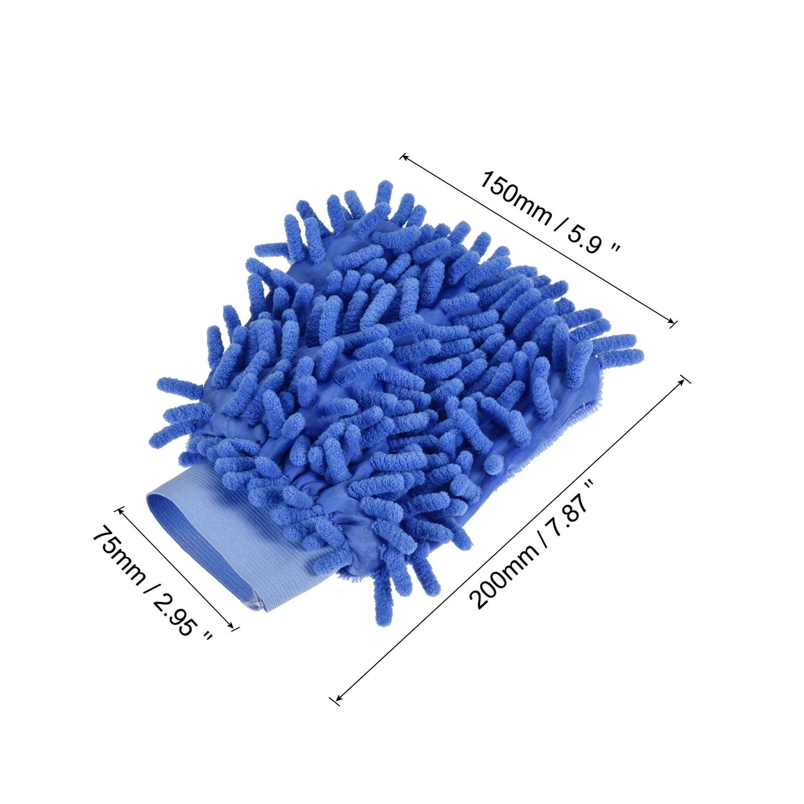 Unique Bargains Microfiber Chenille Mitts Reusable Cleaning Gloves Wash Sponge for Home Blue