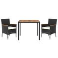 thumbnail image 3 of vidaXL Patio Dining Set with Cushions Outdoor Furniture Black Poly Rattan, 3 of 31