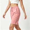 thumbnail image 5 of QATAINLAV Ladies Bermuda Shorts High Waisted Knee Length Sweat Shorts Casual Drawstring Athletic Long Shorts with Pockets Pink S, 5 of 8