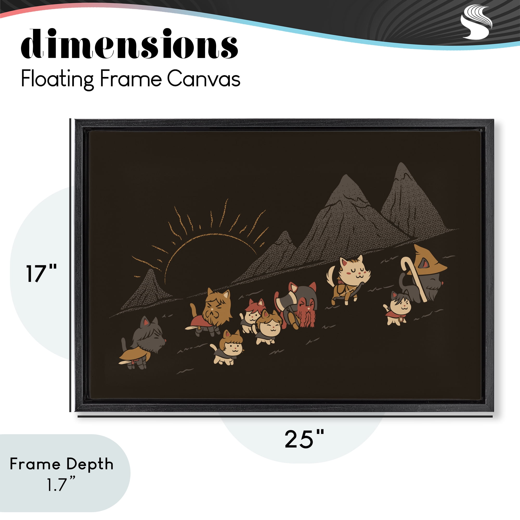 Stupell Industries Iconic Furrowship Of Ring Cats Black Framed Floater Canvas Wall Art, design by Tobe Fonseca