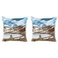thumbnail image 1 of Ambesonne Landscape Throw Pillow Cover 2 Pack, Snowy Mountains and Lake, 16", Avocado Green Brown, 1 of 2