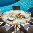 thumbnail image 6 of Easter Bunny Round Tablecloth, Fitted Table Cover with Elastic for 36"-44" Round Tables, Spring Floral Blossom Easter Eggs Watercolor Table Cloth Outdoor Indoor Dinning Party Waterproof Tablecloths, 6 of 7