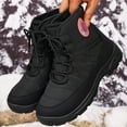 thumbnail image 4 of Men's Mid Calf Snow Boots Lace Up Fleece Lined High Top Casual Shoes Winter Plush Non Slip Hiking Booties Black 8.5, 4 of 7