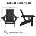 thumbnail image 6 of JUSTLET Outdoor Patio Chair with 2 Cup Holder, HDPE Folding Adirondack Chair, Black, 6 of 11