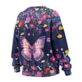 thumbnail image 5 of SCRAWLGOD Floral Butterfly Print Women's Sweatshirts with Pockets Long Sleeve Crewneck Drop Shoulder Sweatshirt Cozy Fall Winter Casual Clothes Oversized Soft Tops, 3XL, 5 of 7