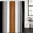 thumbnail image 3 of Modern Brown Black Shower Curtain, Waterproof Shower Curtains for Bathroom, Boho Contemporary Geometric Striped Washable Fabric Cloth Bathroom Curtain Set Bathtub Decor with Hook 48''x72'', 3 of 9