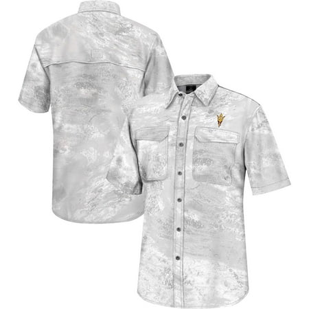 Men s Colosseum White Arizona State Sun Devils Realtree Aspect Charter Full-Button Fishing Shirt
