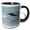 Black/White, variant on 3drose, Falkland Islands. Magellanic Penguins Stand on Wet Beach. Reflection., 11oz Two-tone Blue Mug