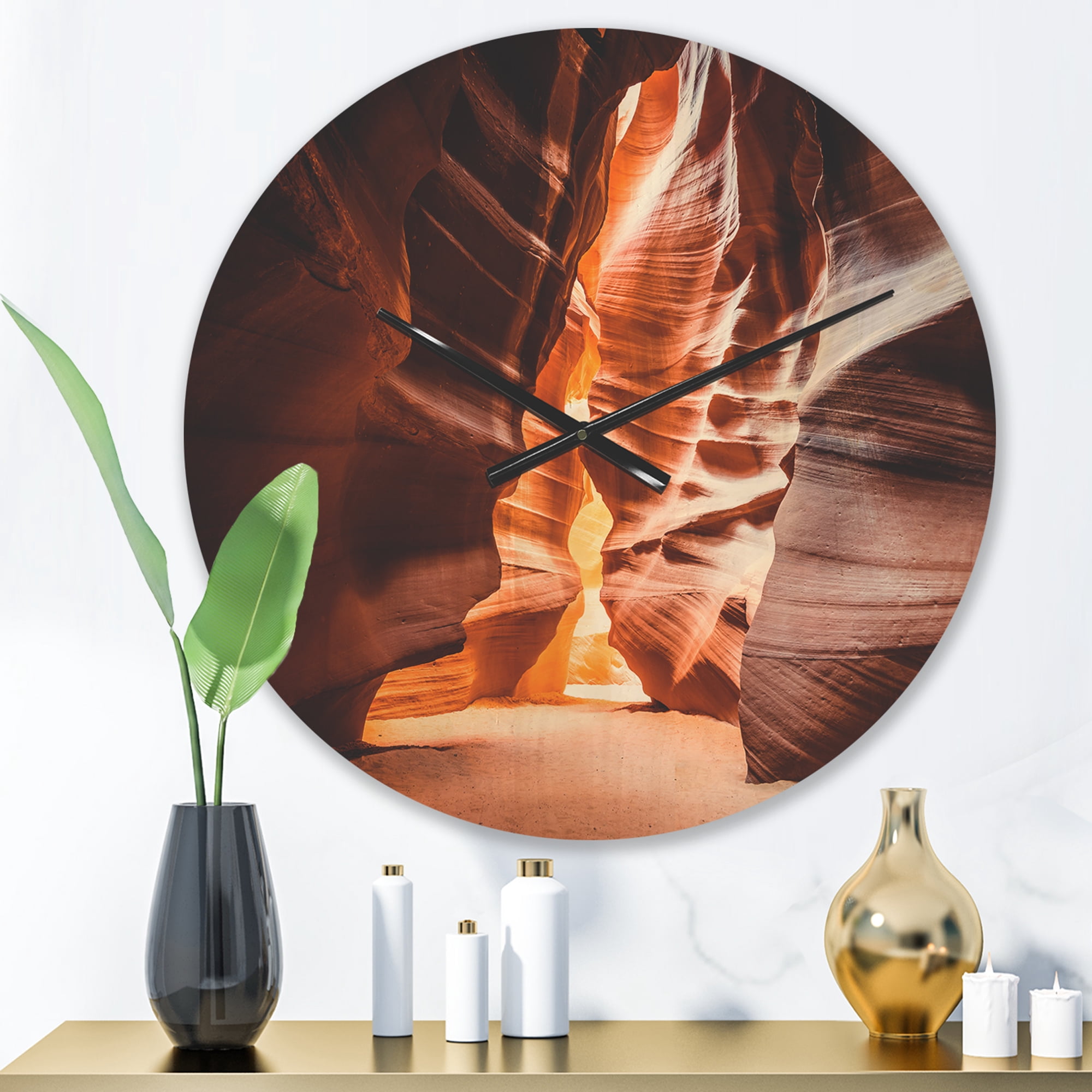 Designart 'Antelope Canyon in Sunshine Landscape' Modern Wood Wall Clock