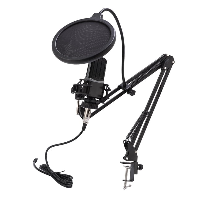 Podcast Sound Equipment Set, 2 Condenser Microphones Live Sound Card Microphone Set Double Noise Reduction Chips for Computer