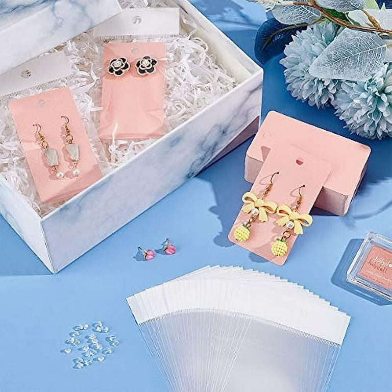 120pcs Earring Display Card 3.5x2 Pink Rectangle Cardboard Earring Holder Jewelry Packaging Hanging Cards 120pcs