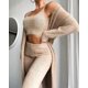 thumbnail image 1 of Warm Plush nightwear set, long sleeved hooded gown, vest and drawstring shorts, women's nightwear and casual wear, 1 of 2