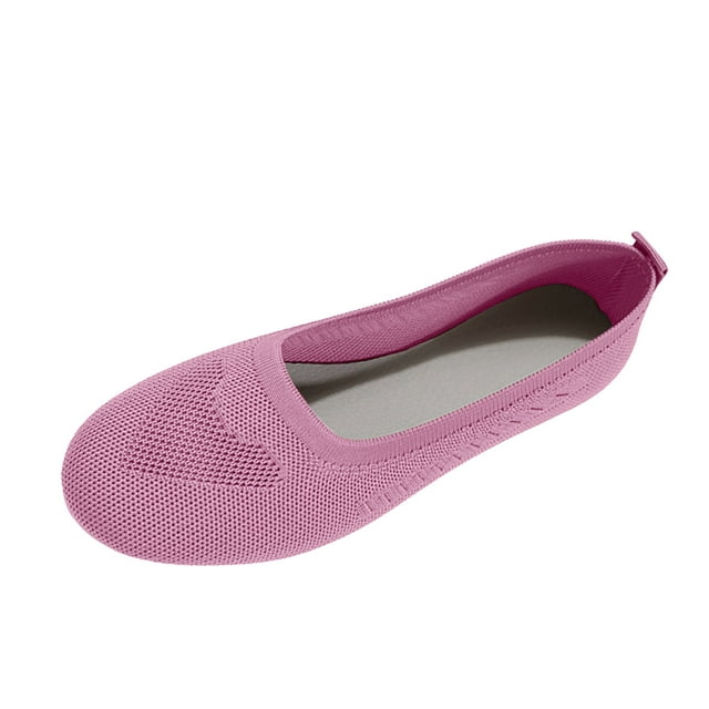 Kcodviy Chaussures Respirantes pour Femmes de Couleur Unie Femmes Décontractées Tricot Tête Ronde Plates Chaussures pour Femmes Bottes Décontractées Chaussures Décontractées Confortables